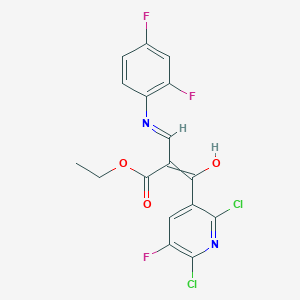 molecular formula C17H11Cl2F3N2O3 B13937714 ethyl (E)-2-(2,6-dichloro-5-fluoronicotinoyl)-3-((2,4-difluorophenyl)amino)acrylate 