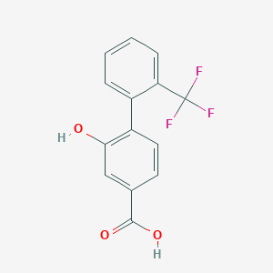 molecular formula C14H9F3O3 B1393779 3-Hydroxy-4-(2-trifluoromethylphenyl)benzoic acid CAS No. 1261933-36-1