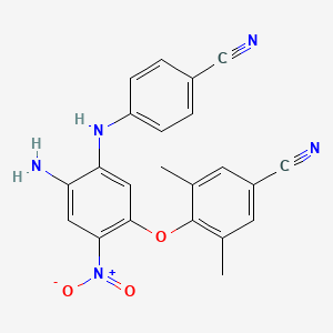 molecular formula C22H17N5O3 B13937906 Benzonitrile, 4-[4-amino-5-[(4-cyanophenyl)amino]-2-nitrophenoxy]-3,5-dimethyl- 