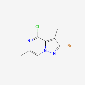 molecular formula C8H7BrClN3 B13938042 2-Bromo-4-chloro-3,6-dimethylpyrazolo[1,5-a]pyrazine 
