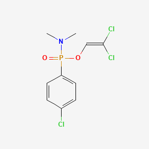 molecular formula C10H11Cl3NO2P B13938131 Phosphonamidic acid, P-(p-chlorophenyl)-N,N-dimethyl-, 2,2-dichlorovinyl ester CAS No. 63886-55-5
