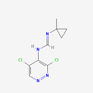 molecular formula C9H10Cl2N4 B13938198 N-(3,5-Dichloro-4-pyridazinyl)-N'-(1-methylcyclopropyl)methanimidamide 