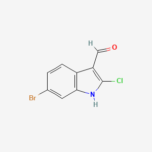 molecular formula C9H5BrClNO B1393825 6-Bromo-2-chloro-1H-indole-3-carbaldehyde CAS No. 1221792-00-2