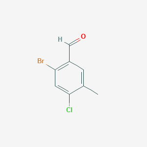 molecular formula C8H6BrClO B13938258 2-Bromo-4-chloro-5-methylbenzaldehyde 
