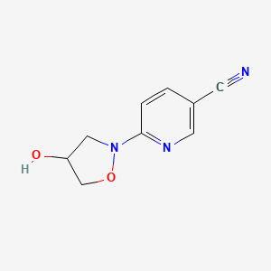 molecular formula C9H9N3O2 B1393830 6-[4-Hydroxydihydro-2(3H)-isoxazolyl]-nicotinonitrile CAS No. 1242267-98-6