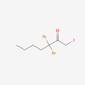 molecular formula C7H11Br2IO B13938394 Heptan-2-one, 3,3-dibromo-1-iodo- CAS No. 54899-97-7