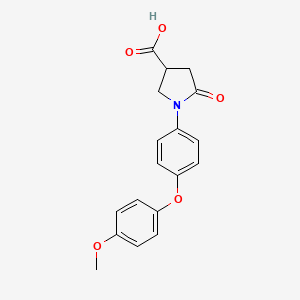 molecular formula C18H17NO5 B1393841 1-[4-(4-Methoxyphenoxy)phenyl]-5-oxopyrrolidine-3-carboxylic acid CAS No. 894609-33-7