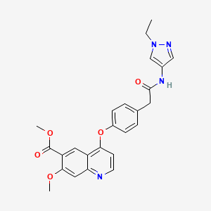 molecular formula C25H24N4O5 B13938609 N-(1-ethylpyrazol-4-yl)-2-[4-(7-methoxy-6-methoxycarbonylquinolin-4-yloxy)phenyl]acetamide CAS No. 948571-61-7