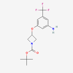 molecular formula C15H19F3N2O3 B13938656 tert-Butyl 3-(3-amino-5-(trifluoromethyl)phenoxy)azetidine-1-carboxylate 