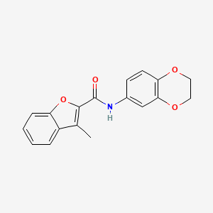 molecular formula C18H15NO4 B13938747 N-(2,3-dihydro-1,4-benzodioxin-6-yl)-3-methyl-1-benzofuran-2-carboxamide 