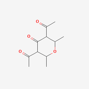 molecular formula C11H16O4 B13938841 3,5-Diacetyl-2,6-dimethyloxan-4-one CAS No. 55030-66-5