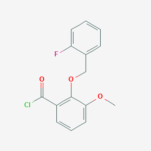 molecular formula C15H12ClFO3 B1393899 2-[(2-Fluorobenzyl)oxy]-3-methoxybenzoyl chloride CAS No. 1160249-86-4