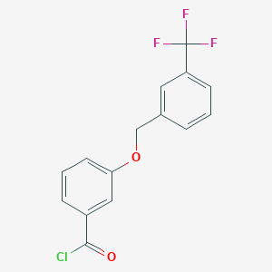 molecular formula C15H10ClF3O2 B1393911 3-{[3-(Trifluoromethyl)benzyl]oxy}benzoyl chloride CAS No. 1160260-72-9