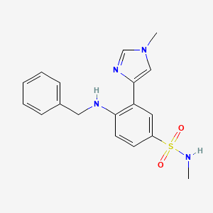 molecular formula C18H20N4O2S B13939210 N-Methyl-3-(1-methyl-1H-imidazol-4-yl)-4-[(phenylmethyl)amino]benzenesulfonamide 