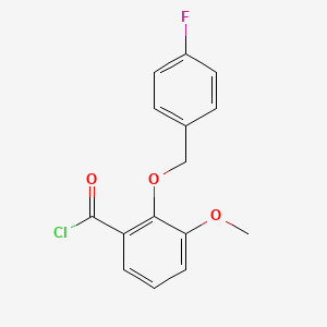 molecular formula C15H12ClFO3 B1393929 2-[(4-Fluorophenyl)methoxy]-3-methoxybenzoyl chloride CAS No. 1160250-60-1