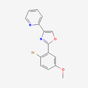 molecular formula C15H11BrN2O2 B13939426 Pyridine, 2-[2-(2-bromo-5-methoxyphenyl)-4-oxazolyl]- CAS No. 502422-49-3