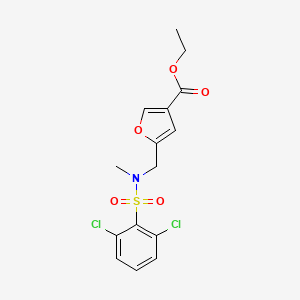 molecular formula C15H15Cl2NO5S B13939734 Ethyl 5-({[(2,6-dichlorophenyl)sulfonyl](methyl)amino}methyl)furan-3-carboxylate 
