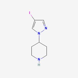 molecular formula C8H12IN3 B1393987 4-(4-碘-1H-吡唑-1-基)哌啶 CAS No. 1229457-94-6
