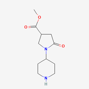 molecular formula C11H18N2O3 B1394002 METHYL 5-OXO-1-(PIPERIDIN-4-YL)PYRROLIDINE-3-CARBOXYLATE CAS No. 1211594-35-2