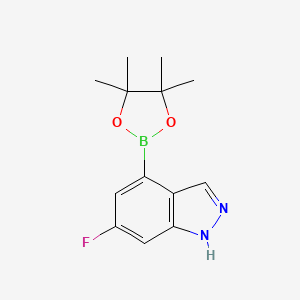 molecular formula C13H16BFN2O2 B1394005 6-Fluoro-4-(4,4,5,5-tetramethyl-1,3,2-dioxaborolan-2-YL)-1H-indazole CAS No. 885698-71-5