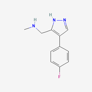 molecular formula C11H12FN3 B1394032 N-{[4-(4-Fluorophenyl)-1H-pyrazol-3-yl]methyl}-N-methylamine CAS No. 1287218-66-9