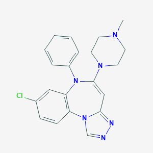 molecular formula C21H21ClN6 B139407 6H-(1,2,4)Triazolo(4,3-a)(1,5)benzodiazepine, 8-chloro-5-(4-methyl-1-piperazinyl)-6-phenyl- CAS No. 153901-53-2