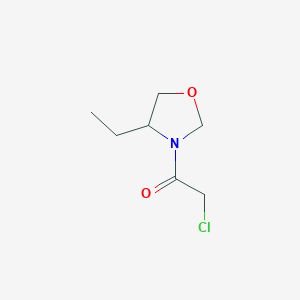 molecular formula C7H12ClNO2 B13941182 2-Chloro-1-(4-ethyl-1,3-oxazolidin-3-yl)ethan-1-one CAS No. 52836-94-9