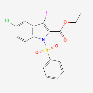 molecular formula C17H13ClINO4S B13941186 Ethyl 1-phenylsulfonyl-5-chloro-3-iodo-1h-indole-2-carboxylate 