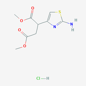 molecular formula C9H13ClN2O4S B1394123 Dimethyl 2-(2-amino-1,3-thiazol-4-yl)succinate hydrochloride CAS No. 1212060-41-7