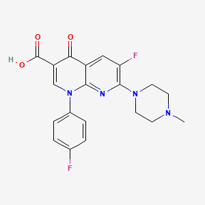 molecular formula C20H18F2N4O3 B13941289 6-Fluoro-1-(4-fluorophenyl)-7-(4-methylpiperazin-1-yl)-4-oxo-1,4-dihydro-1,8-naphthyridine-3-carboxylic acid CAS No. 100490-64-0