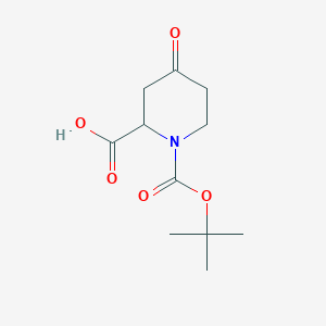 molecular formula C11H17NO5 B1394129 1-(Tert-butoxycarbonyl)-4-oxopiperidine-2-carboxylic acid CAS No. 661458-35-1