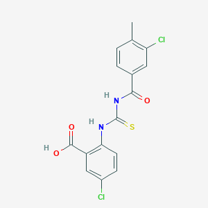 molecular formula C16H12Cl2N2O3S B13941337 5-Chloro-2-({[(3-chloro-4-methylphenyl)carbonyl]carbamothioyl}amino)benzoic acid 