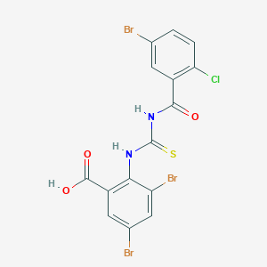 molecular formula C15H8Br3ClN2O3S B13941489 3,5-Dibromo-2-[(5-bromo-2-chlorobenzoyl)carbamothioylamino]benzoic acid CAS No. 531532-45-3