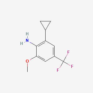 molecular formula C11H12F3NO B13941516 2-Cyclopropyl-6-methoxy-4-(trifluoromethyl)aniline 