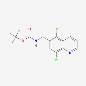 molecular formula C15H16BrClN2O2 B13941592 tert-Butyl ((5-bromo-8-chloroquinolin-6-yl)methyl)carbamate 