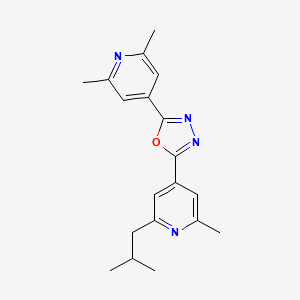 molecular formula C19H22N4O B13941609 2,6-Dimethyl-4-[2-(2-isobutyl-6-methyl-4-pyridinyl)-[1,3,4]oxadiazol-5-yl]-pyridine 