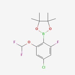 molecular formula C13H15BClF3O3 B13941668 1,3,2-Dioxaborolane, 2-[4-chloro-2-(difluoromethoxy)-6-fluorophenyl]-4,4,5,5-tetramethyl- 
