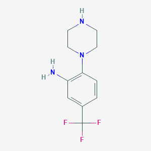 molecular formula C11H14F3N3 B13941684 2-(Piperazin-1-yl)-5-(trifluoromethyl)benzenamine 