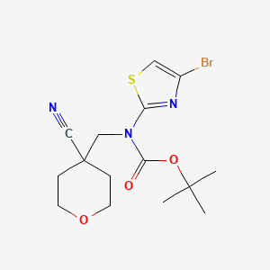 molecular formula C15H20BrN3O3S B13941704 tert-Butyl (4-bromothiazol-2-yl)((4-cyanotetrahydro-2H-pyran-4-yl)methyl)carbamate 