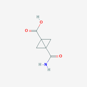 molecular formula C6H7NO3 B13941763 3-Carbamoylbicyclo[1.1.0]butane-1-carboxylic acid CAS No. 61168-43-2