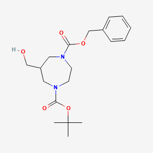 molecular formula C19H28N2O5 B1394181 1-Benzyl 4-tert-butyl 6-(hydroxymethyl)-1,4-diazepane-1,4-dicarboxylate CAS No. 1105187-33-4