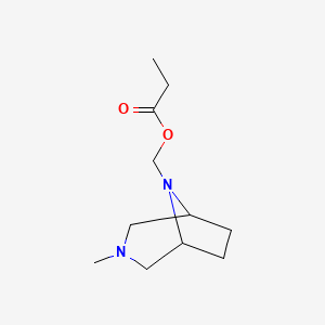 molecular formula C11H20N2O2 B13941837 3-Methyl-8-propionyloxymethyl-3,8-diazabicyclo(3.2.1)octane CAS No. 63990-44-3