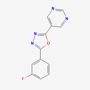 molecular formula C12H7FN4O B13941848 5-(5-{3-Fluorophenyl}-[1,3,4]oxadiazole-2-yl)-pyrimidine CAS No. 1022091-55-9