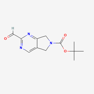 molecular formula C12H15N3O3 B13941875 tert-Butyl 2-formyl-5,7-dihydro-6H-pyrrolo[3,4-d]pyrimidine-6-carboxylate 