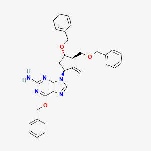 molecular formula C33H33N5O3 B1394189 6-(Benzyloxy)-9-((1S,3R,4S)-4-(benzyloxy)-3-((benzyloxy)methyl)-2-methylenecyclopentyl)-9H-purin-2-amine CAS No. 204845-95-4