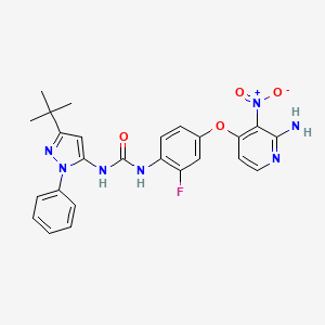 molecular formula C25H24FN7O4 B1394191 1-(4-((2-amino-3-nitropyridin-4-yl)oxy)-2-fluorophenyl)-3-(3-(tert-butyl)-1-phenyl-1H-pyrazol-5-yl)urea CAS No. 1163721-32-1