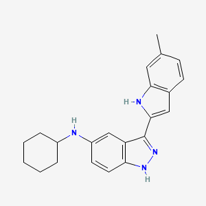 molecular formula C22H24N4 B13941911 N-cyclohexyl-3-(6-methyl-1H-indol-2-yl)-1H-indazol-5-amine 