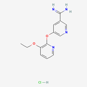 molecular formula C13H15ClN4O2 B13941913 5-((3-Ethoxypyridin-2-YL)oxy)nicotinimidamide hydrochloride 