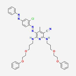 molecular formula C41H43ClN8O4 B13941932 3-Pyridinecarbonitrile, 5-[[2-chloro-4-(phenylazo)phenyl]azo]-4-methyl-2,6-bis[[3-(2-phenoxyethoxy)propyl]amino]- CAS No. 63281-03-8