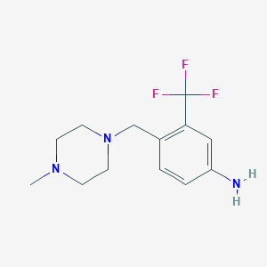 molecular formula C13H18F3N3 B1394198 4-((4-Methylpiperazin-1-yl)methyl)-3-(trifluoromethyl)aniline CAS No. 694499-26-8